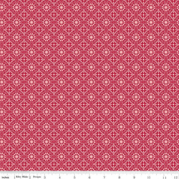 SALE Flour & Flower Tiles C14016 Berry - Riley Blake Designs - Geometric Medallions - Quilting Cotton Fabric