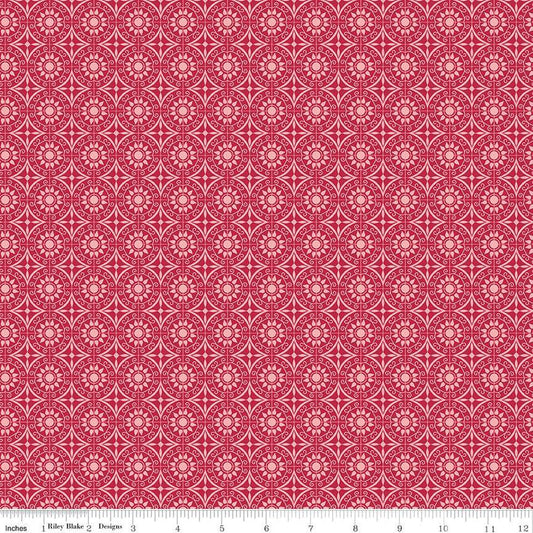 DEAL Flour & Flower Tiles C14016 Berry - Riley Blake Designs - Geometric Medallions - Quilting Cotton Fabric