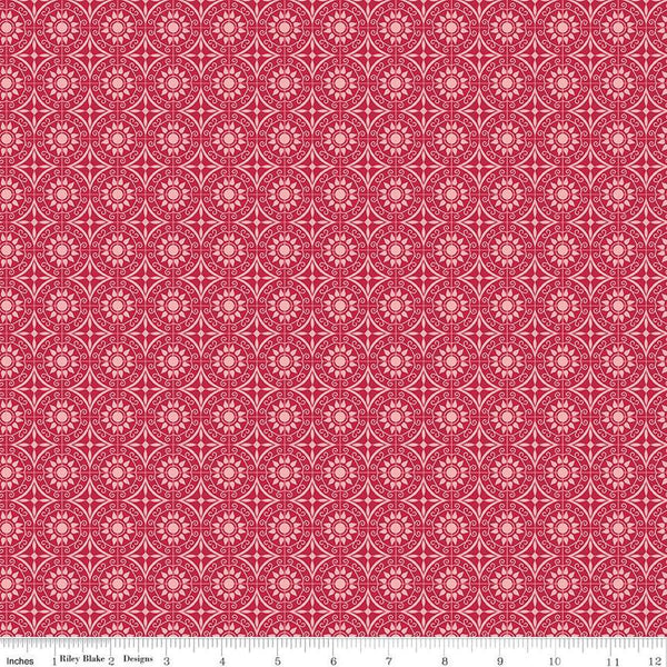 SALE Flour and Flower Tiles C14016 Berry by Riley Blake Designs - Geometric Medallions - Quilting Cotton Fabric