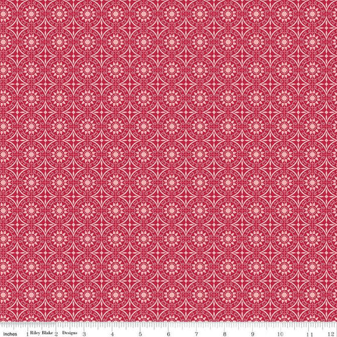 SALE Flour and Flower Tiles C14016 Berry by Riley Blake Designs - Geometric Medallions - Quilting Cotton Fabric