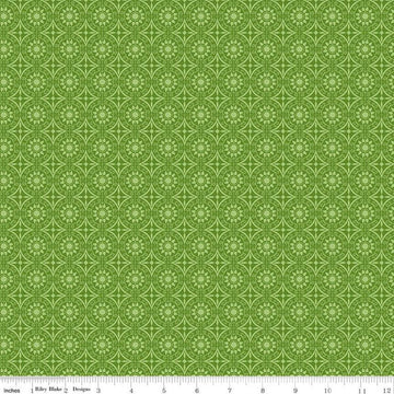 SALE Flour & Flower Tiles C14016 Green - Riley Blake Designs - Geometric Medallions - Quilting Cotton Fabric