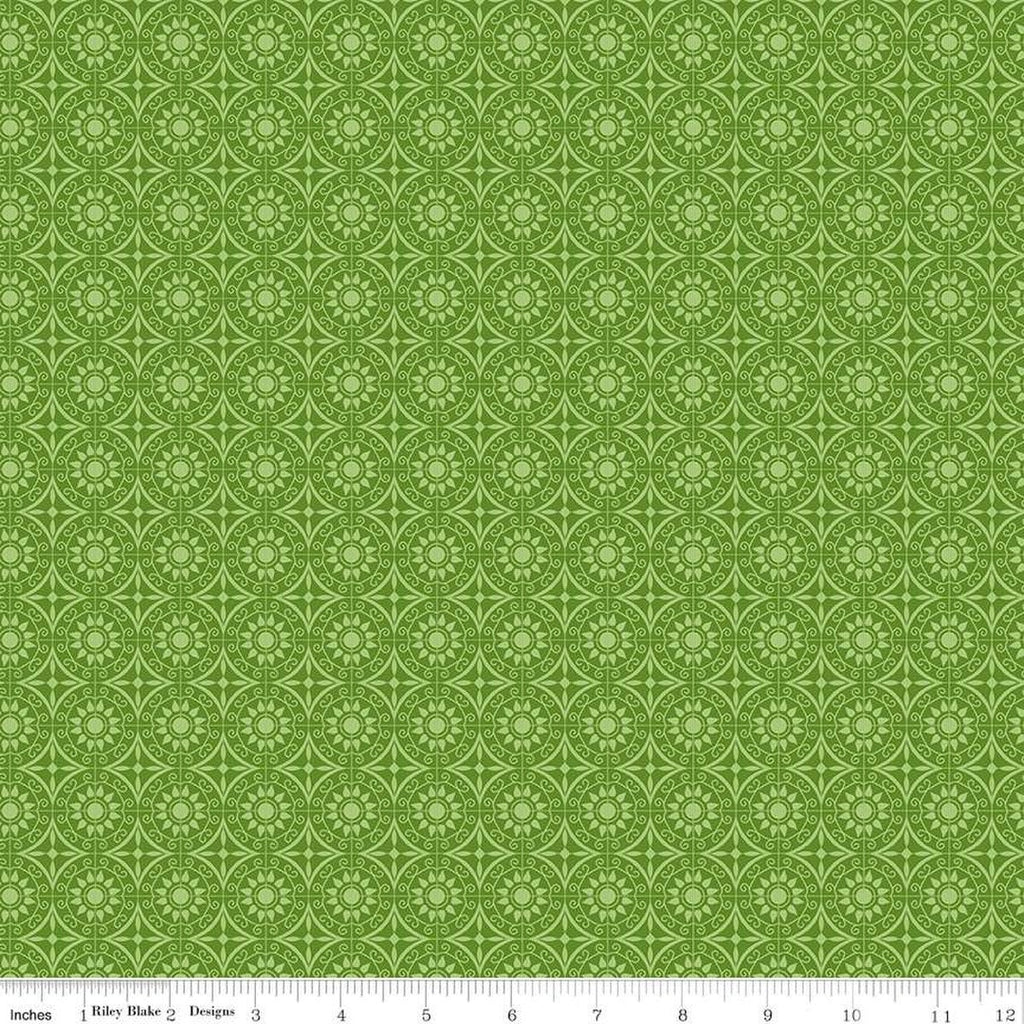 SALE Flour and Flower Tiles C14016 Green by Riley Blake Designs - Geometric Medallions - Quilting Cotton Fabric