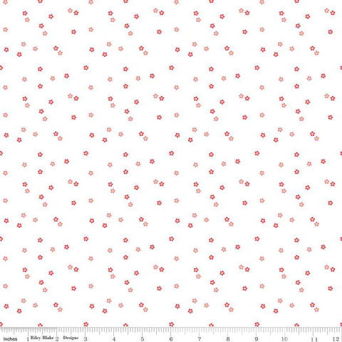 Flour and Flower Mini Floral C14017 Pink by Riley Blake Designs - Flowers on White - Quilting Cotton Fabric