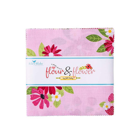 SALE Flour and Flower Charm Pack 5" Stacker Bundle - Riley Blake Designs - 42 piece Precut Pre cut - Quilting Cotton Fabric