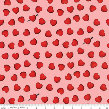 Fat Quarter End of Bolt - SALE All My Heart C14133 Heart Toss Pink - Riley Blake Designs -Valentine's Day Valentine - Quilting Cotton Fabric