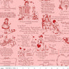 SALE All My Heart All Your Heart C14136 Pink - Riley Blake Designs - Valentine's Day Vintage Valentine Text - Quilting Cotton Fabric