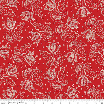 SALE All My Heart Valentine Tulips C14138 Red - Riley Blake Designs - Floral Flowers Valentine's Day Valentines - Quilting Cotton Fabric