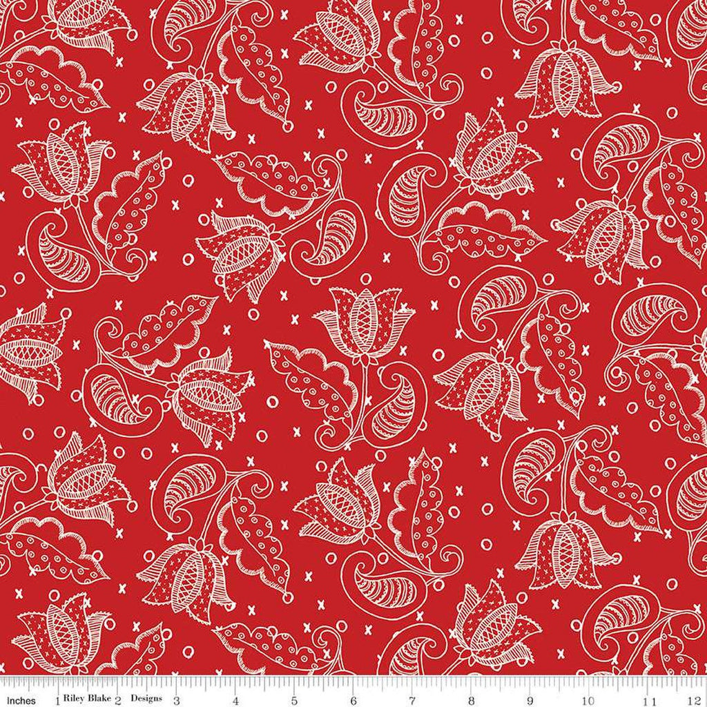 SALE All My Heart Valentine Tulips C14138 Red by Riley Blake Designs - Floral Flowers Valentine's Day Valentines - Quilting Cotton Fabric