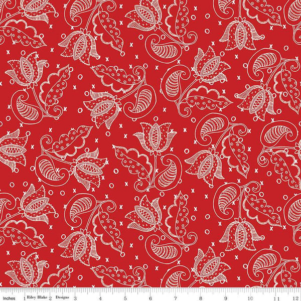 All My Heart Valentine Tulips C14138 Red by Riley Blake Designs - Floral Flowers Valentine's Day Valentines - Quilting Cotton Fabric