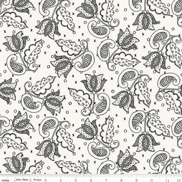 SALE All My Heart Valentine Tulips C14138 White - Riley Blake Designs - Floral Flowers Valentine's Day Valentines - Quilting Cotton Fabric
