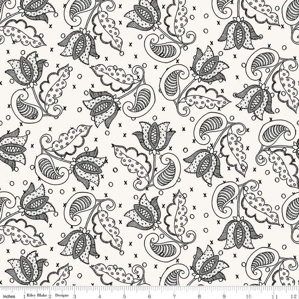 SALE All My Heart Valentine Tulips C14138 White by Riley Blake Designs - Floral Flowers Valentine's Day Valentines - Quilting Cotton Fabric