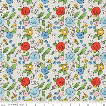 SALE All My Heart Bouquet Toss C14140 Gray - Riley Blake Designs - Floral Flowers Valentine's Day Valentines - Quilting Cotton Fabric
