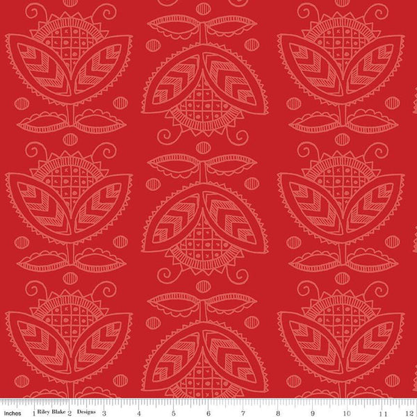 All My Heart Valentine Thistles C14141 Red by Riley Blake Designs - Valentine's Day Valentines - Quilting Cotton Fabric