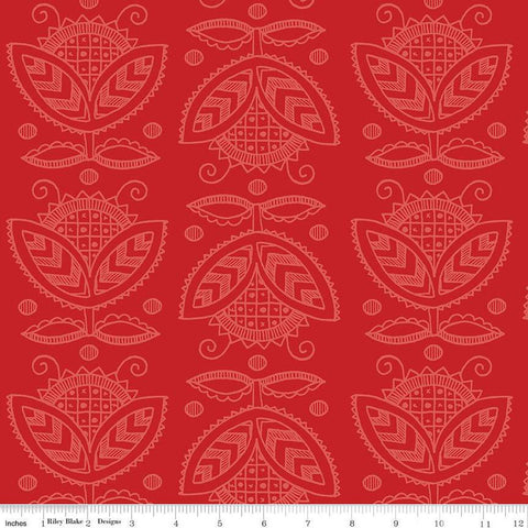 SALE All My Heart Valentine Thistles C14141 Red by Riley Blake Designs - Valentine's Day Valentines - Quilting Cotton Fabric