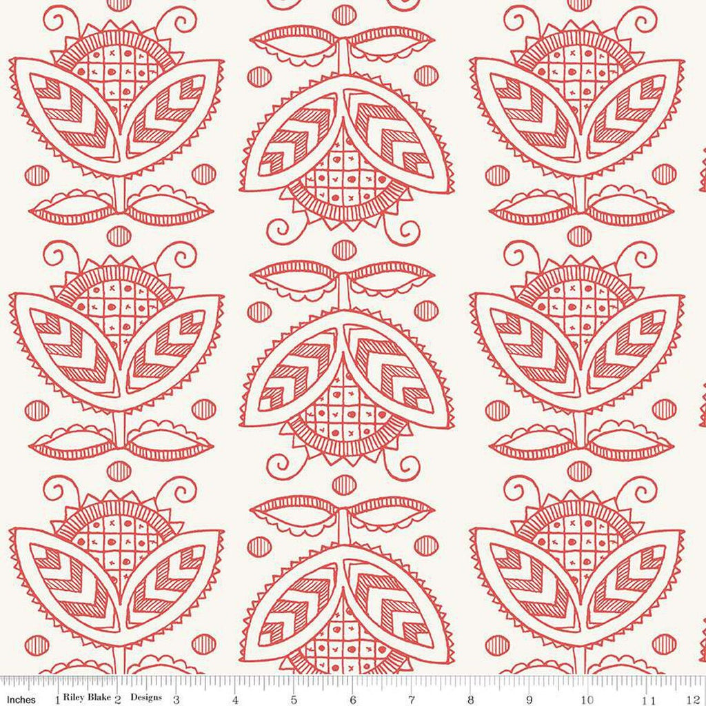All My Heart Valentine Thistles C14141 White/Red - Riley Blake Designs - Valentine's Day Valentines - Quilting Cotton Fabric