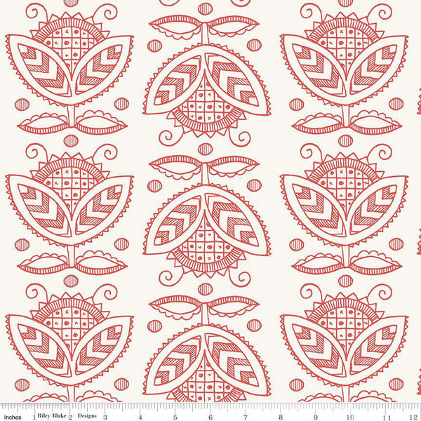 All My Heart Valentine Thistles C14141 White/Red - Riley Blake Designs - Valentine's Day Valentines - Quilting Cotton Fabric