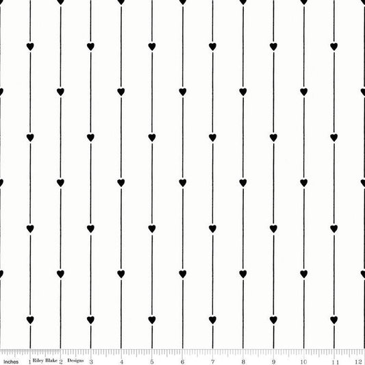 All My Heart C14142 Heart Strings Black - Riley Blake Designs - Valentine's Day Valentines Hearts Stripes - Quilting Cotton Fabric