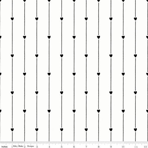 SALE All My Heart C14142 Heart Strings Black by Riley Blake Designs - Valentine's Day Valentines Hearts Stripes - Quilting Cotton Fabric