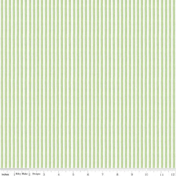 21" End of Bolt - All My Heart Candy Wraps C14143 Green by Riley Blake - Valentine's Day 1/8" Pink/White Stripes - Quilting Cotton Fabric