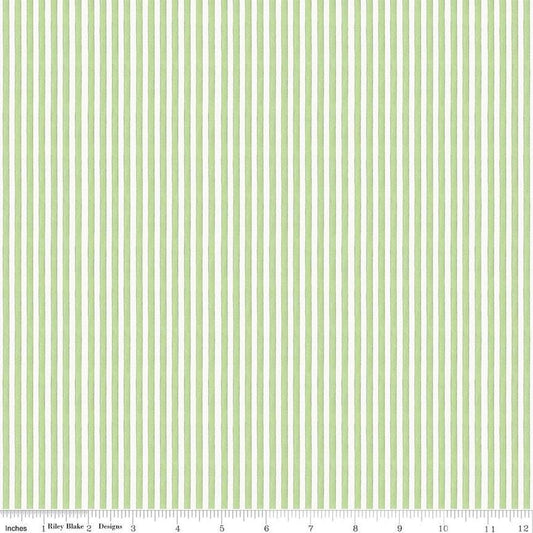 21" End of Bolt - All My Heart Candy Wraps C14143 Green by Riley Blake - Valentine's Day 1/8" Pink/White Stripes - Quilting Cotton Fabric