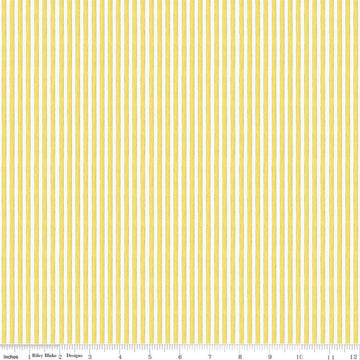 SALE All My Heart Candy Wraps C14143 Yellow by Riley Blake Designs - Valentine's Day 1/8" Yellow/White Stripes - Quilting Cotton Fabric