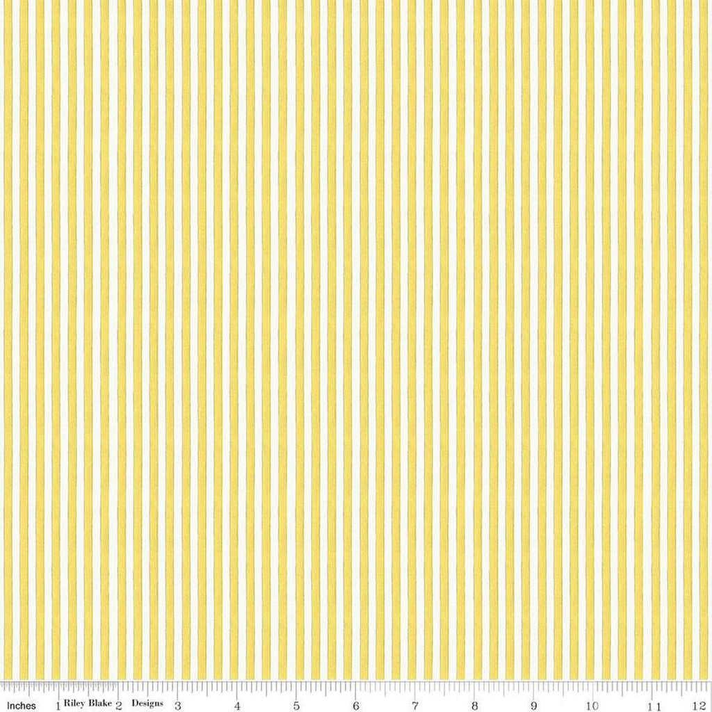 All My Heart Candy Wraps C14143 Yellow by Riley Blake Designs - Valentine's Day 1/8" Yellow/White Stripes - Quilting Cotton Fabric