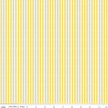 34" End of Bolt - All My Heart Candy Wraps C14143 Yellow by Riley Blake - Valentine's Day 1/8" Yellow/White Stripes - Quilting Cotton Fabric