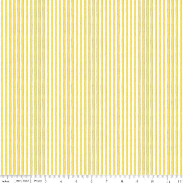 SALE All My Heart Candy Wraps C14143 Yellow by Riley Blake Designs - Valentine's Day 1/8" Yellow/White Stripes - Quilting Cotton Fabric