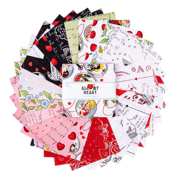SALE All My Heart Charm Pack 5" Stacker Bundle - Riley Blake Designs - 42 piece Precut Pre cut - Valentine's Day - Quilting Cotton Fabric