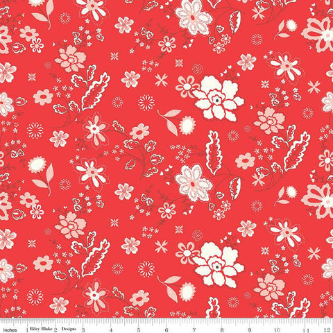 I Love Us Main C13960 Red by Riley Blake Designs - Valentine's Day Valentines Floral Flowers - Quilting Cotton Fabric