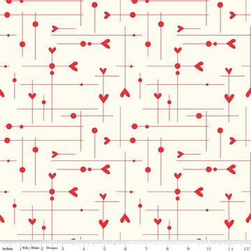 I Love Us Dash & Dot Hearts C13962 Cream - Riley Blake Designs - Valentine's Day Valentines - Quilting Cotton Fabric