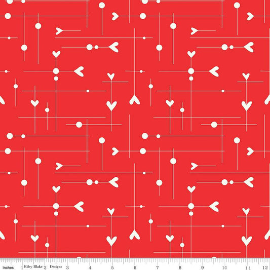 DEAL I Love Us Dash & Dot Hearts C13962 Red - Riley Blake Designs - Valentine's Day Valentines - Quilting Cotton Fabric