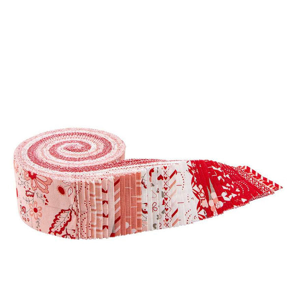 SALE I Love Us 2.5 Inch Rolie Polie Jelly Roll 40 pieces - Riley Blake - Precut Pre cut Bundle - Valentine's Day - Quilting Cotton Fabric