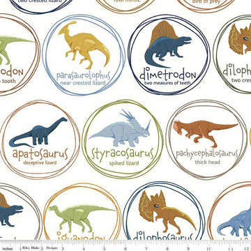 SALE Cretaceous Main C14100 Cream - Riley Blake Designs - Dinosaur Dinosaurs - Quilting Cotton Fabric
