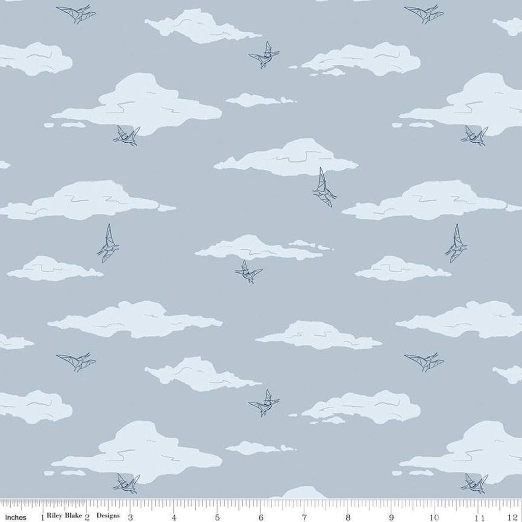 SALE Cretaceous Pterodactyl Clouds C14103 Dusk by Riley Blake Designs - Dinosaur Dinosaurs - Quilting Cotton Fabric
