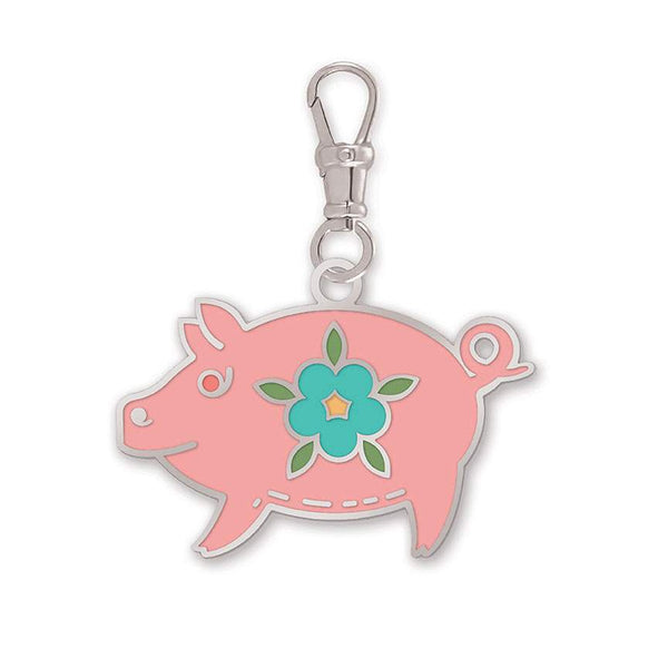 SALE Lori Holt Enamel Happy Charm ST-34014 Piggy - Riley Blake Designs - Approximately 1 1/4" x 1 3/4" - Mercantile