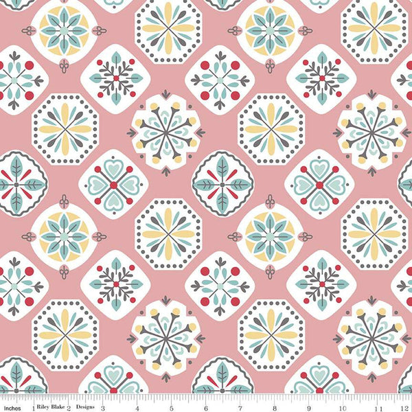 2 yard 22" End of Bolt Piece- SALE Stitch WIDE BACK WB10940 Coral - Riley Blake Designs - 107/108" Wide Flowers - Quilting Cotton Fabric