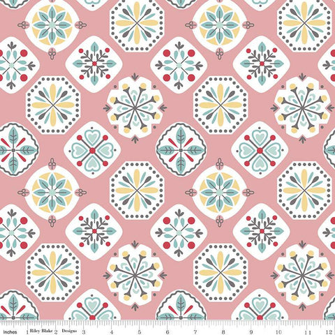 2 yard 22" End of Bolt Piece- SALE Stitch WIDE BACK WB10940 Coral - Riley Blake Designs - 107/108" Wide Flowers - Quilting Cotton Fabric