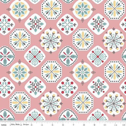 3 yard cut- Stitch WIDE BACK WB10940 Coral - Riley Blake Designs - 107/108" Wide Floral Medallions Flowers - Quilting Cotton Fabric