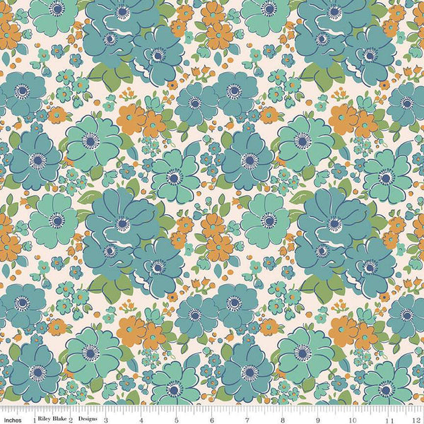 SALE Mercantile Lovely C14380 Raindrop by Riley Blake Designs - Lori Holt - Floral Flowers - Quilting Cotton Fabric