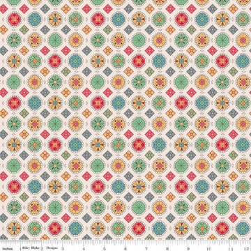 SALE Mercantile Charming C14382 Multi - Riley Blake Designs - Lori Holt - Geometric Floral Medallions Flowers - Quilting Cotton Fabric