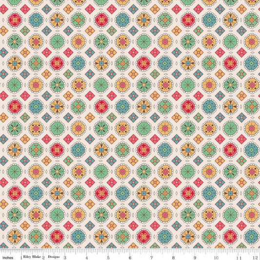 SALE Mercantile Charming C14382 Multi - Riley Blake Designs - Lori Holt - Geometric Floral Medallions Flowers - Quilting Cotton Fabric