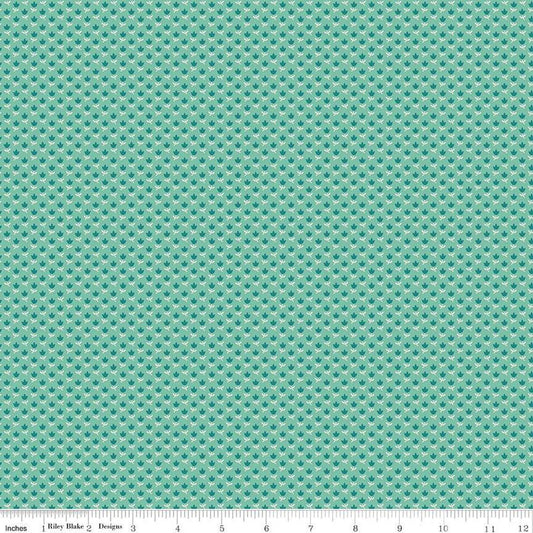 SALE Mercantile Dearest C14387 Sea Glass - Riley Blake Designs - Floral Flowers - Lori Holt - Quilting Cotton Fabric