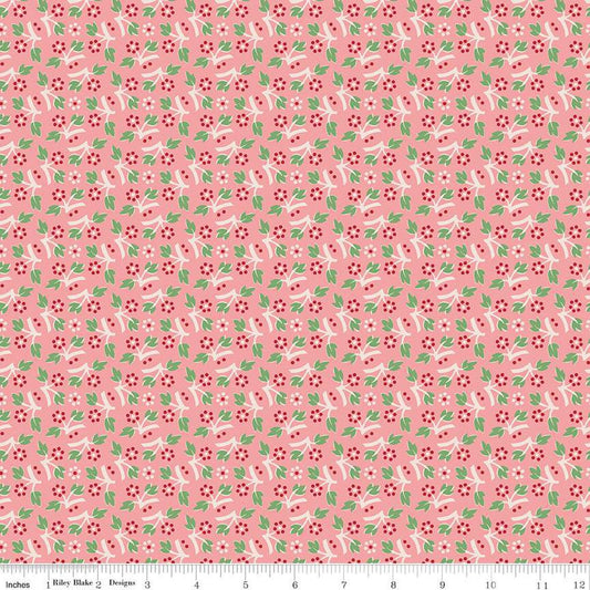 SALE Mercantile Memories C14390 Coral - Riley Blake Designs - Lori Holt - Floral Flowers - Quilting Cotton Fabric