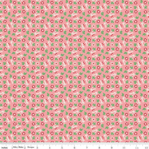 SALE Mercantile Memories C14390 Coral by Riley Blake Designs - Lori Holt - Floral Flowers - Quilting Cotton Fabric