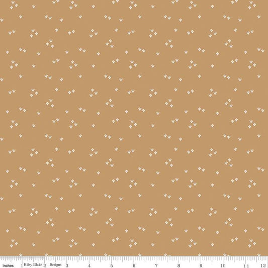 Cretaceous Scattered Footprints C14105 Tan - Riley Blake Designs - Dinosaur Tracks Dinosaurs - Quilting Cotton Fabric