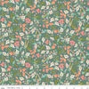 13" End of Bolt - SALE Blossom Lane Floral Branches C14001 Teal - Riley Blake Designs - Leaves Flowers - Quilting Cotton Fabric