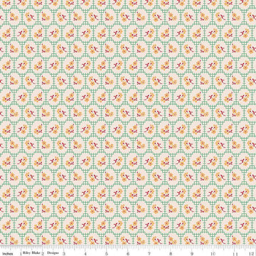 SALE Mercantile Recollect C14393 Alpine - Riley Blake Designs - Lori Holt - Floral Flowers Grid Background - Quilting Cotton Fabric