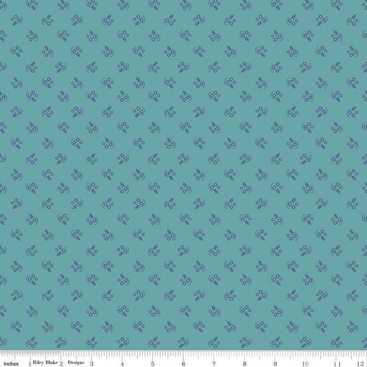 SALE Mercantile Reminisce C14395 Raindrop - Riley Blake Designs - Floral Flowers - Lori Holt - Quilting Cotton Fabric