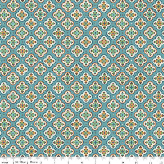 SALE Mercantile Sentimental C14396 Raindrop - Riley Blake Designs - Lori Holt - Floral Medallions Flowers - Quilting Cotton Fabric